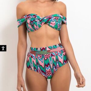 PatBO WAVE PRINTED MESH BIKINI BOTTOM